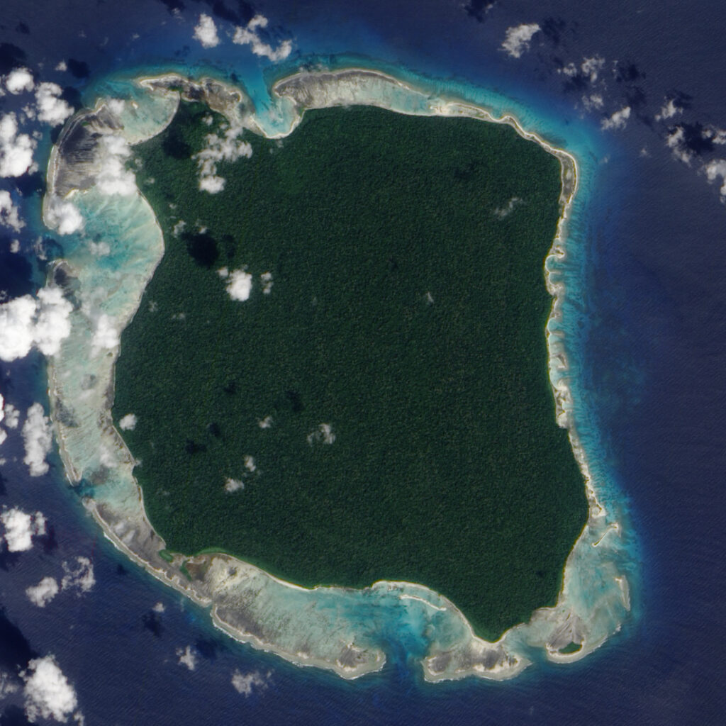 A satellite photo of the island